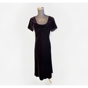 Sundance Womens 6 Deep Purple Velvet Silk Blend Maxi Dress Empire Waist Vampire